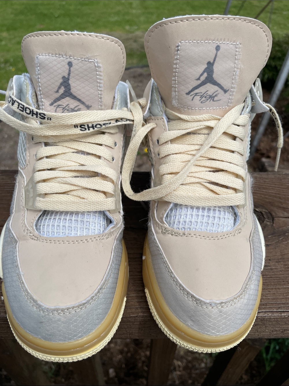 Nike Air Jordan men’s size 7 hightop Sneakers 4retro off white ‘sail’ cream/tan